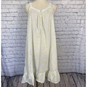 Croft & Barrow Lace Trim Ruffle Slip Dress Medium 100% Cotton White Floral